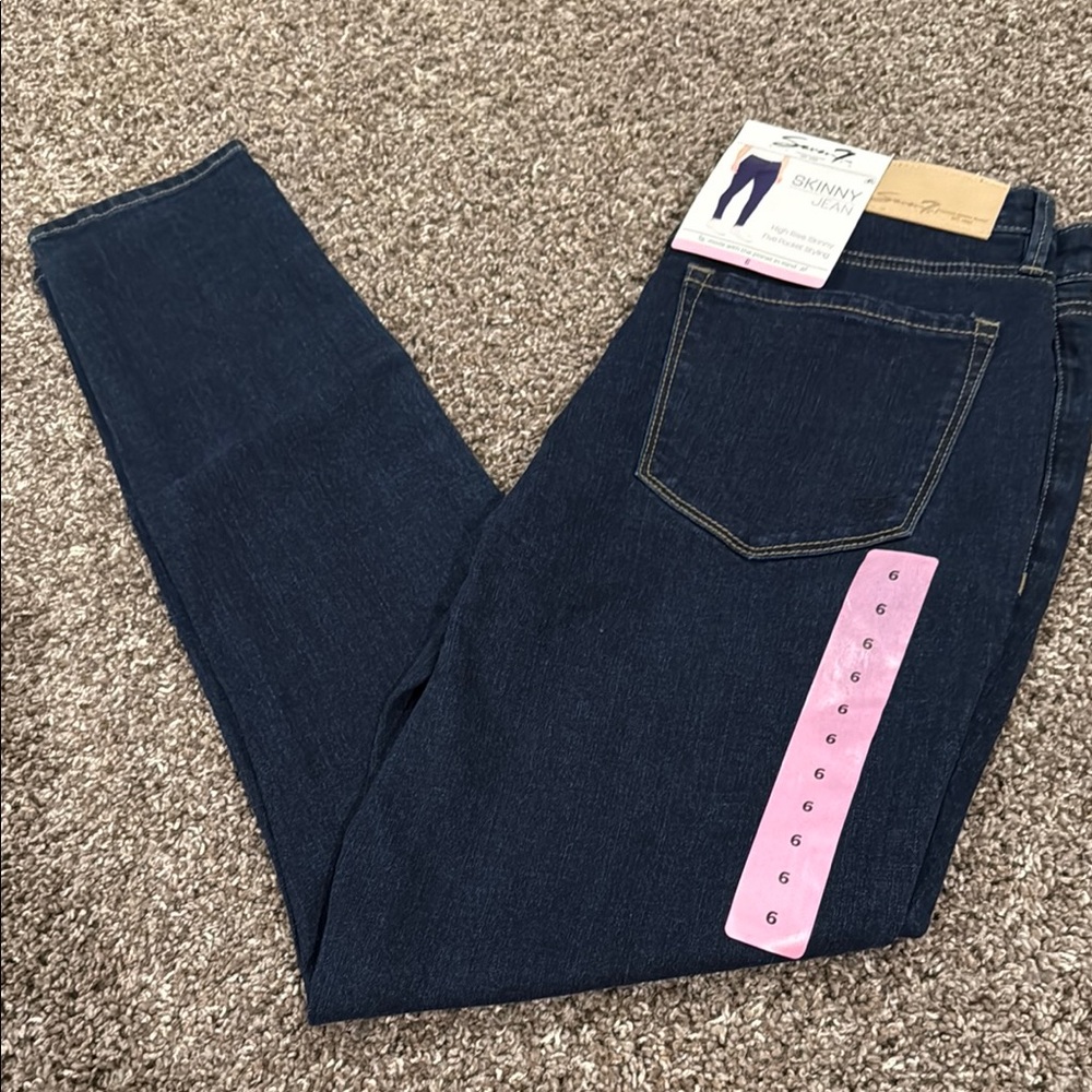 Seven7 Dark Blue Skinny Jeans Women’s Size 6 Argon Wash Stretch Denim nwt